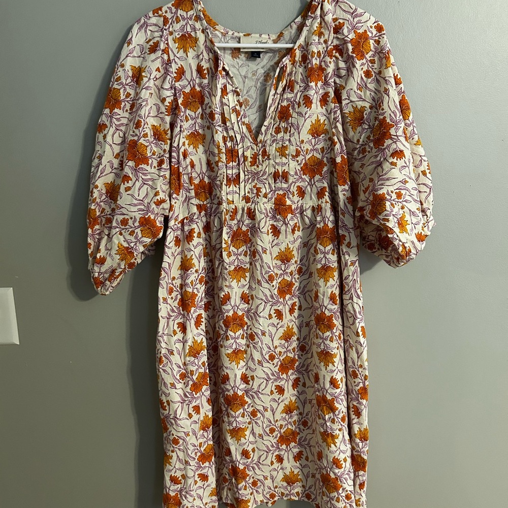 Universal Thread Orange Smocked Bishop Sleeve Dress
